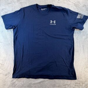 Under Armour Freedom T-Shirt Men’s XXL Loose Fit Navy Blue Graphic Tee